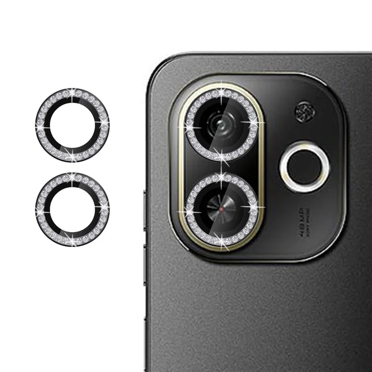 KALEBOL KLB-LPC003 For TECNO Pop 9 5G Camera Lens Protector Diamond Ring Design Tempered Glass Lens Film - Black