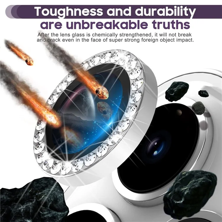 KALEBOL KLB-LPC003 For TECNO Pop 9 5G Camera Lens Protector Diamond Ring Design Tempered Glass Lens Film - Black