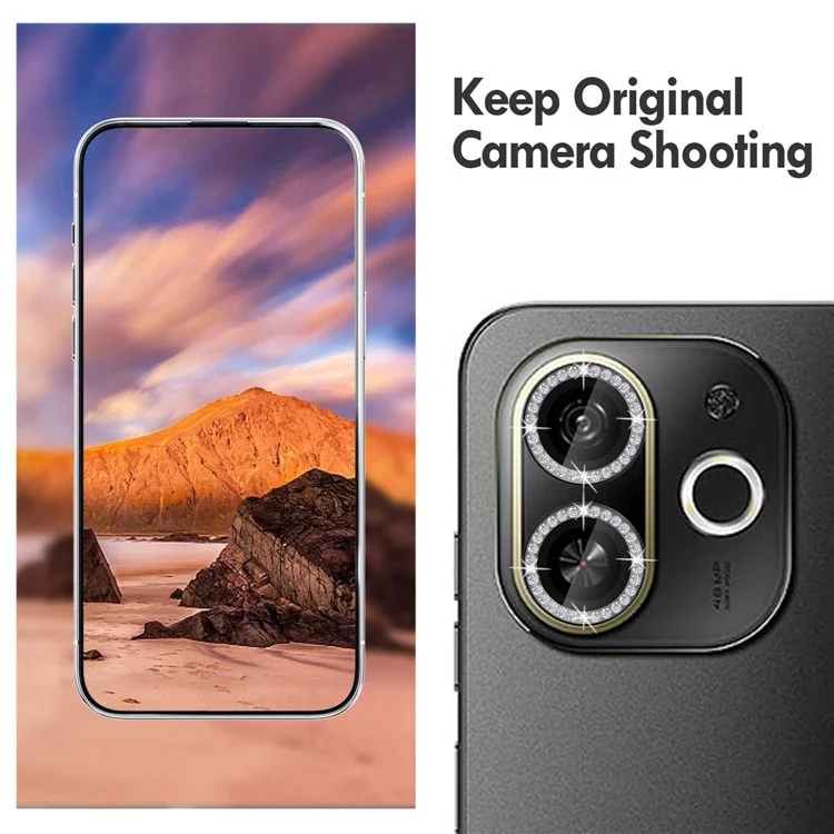 KALEBOL KLB-LPC003 For TECNO Pop 9 5G Camera Lens Protector Diamond Ring Design Tempered Glass Lens Film - Black