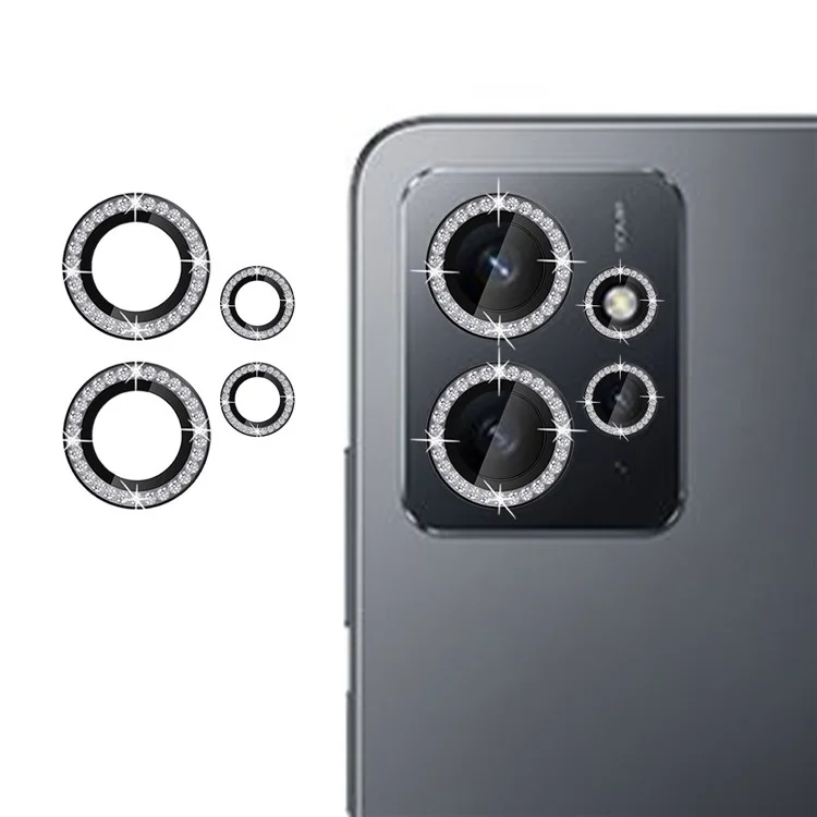 KALEBOL KLB-LPC003 Protezione Lente Fotocamera in Vetro Temperato con Design ad Anello di Diamante per Xiaomi Redmi Note 12 4G - Nero