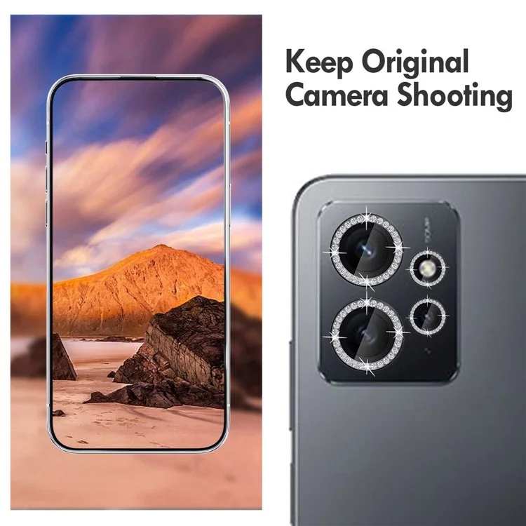 KALEBOL KLB-LPC003 Protezione Lente Fotocamera in Vetro Temperato con Design ad Anello di Diamante per Xiaomi Redmi Note 12 4G - Nero