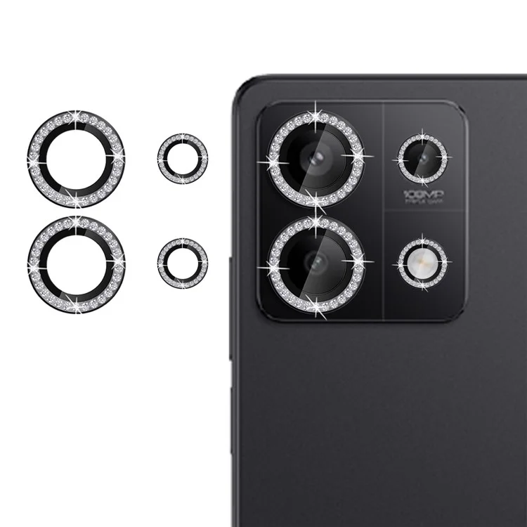 KALEBOL KLB-LPC003 Pour Xiaomi Redmi Note 13 5G Protection d'objectif avec Bague Diamant en Verre Trempé - Noir