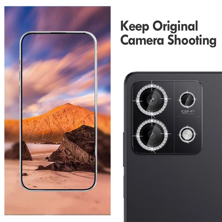 KALEBOL KLB-LPC003 Pour Xiaomi Redmi Note 13 Pro 4G Protection d'Objectif Diamant Design Verre Trempé Film de Protection - Noir