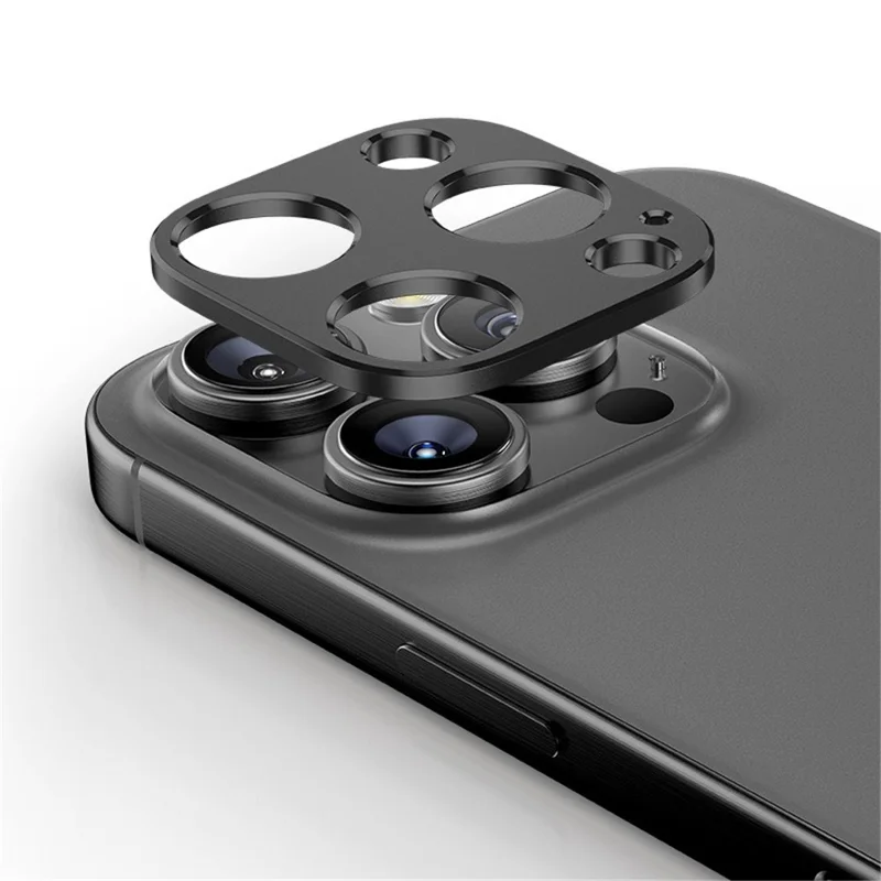 KALEBOL KLB-LPC005 For iPhone 16 Pro Max  /  16 Pro Hollow Lens Protector Aluminum Alloy Phone Camera Bezel Cover - Black