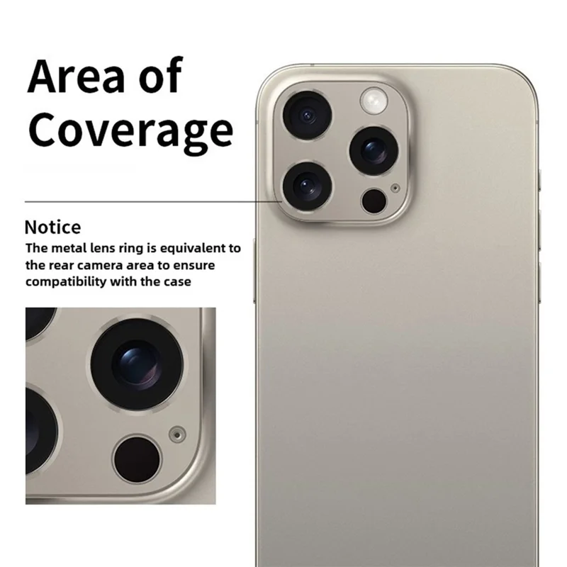 KALEBOL KLB-LPC005 For iPhone 16 Pro Max  /  16 Pro Hollow Lens Protector Aluminum Alloy Phone Camera Bezel Cover - Black