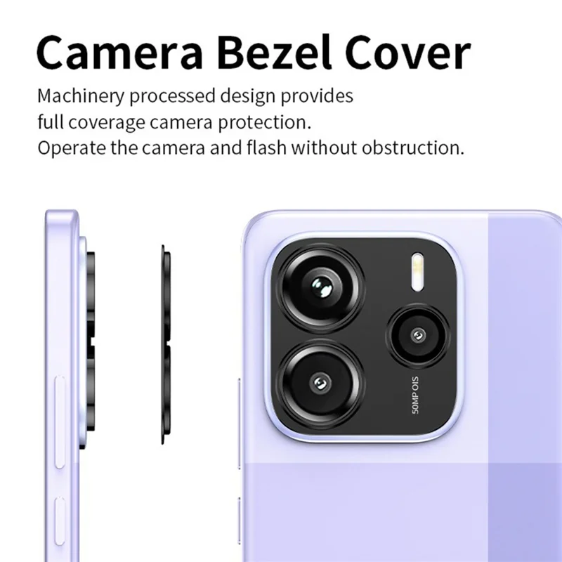KALEBOL KLB-LPC005 For Xiaomi Redmi Note 14 5G Hollow Lens Protector Aluminum Alloy Phone Camera Bezel Cover