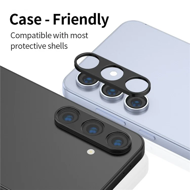 KALEBOL KLB-LPC005 For Samsung Galaxy S24+ Hollow Lens Protector Aluminum Alloy Phone Camera Bezel Cover - Black