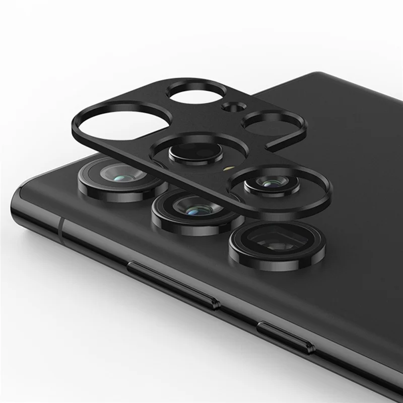 KALEBOL KLB-LPC005 For Samsung Galaxy S24 Ultra Hollow Lens Protector Aluminum Alloy Phone Camera Bezel Cover - Black