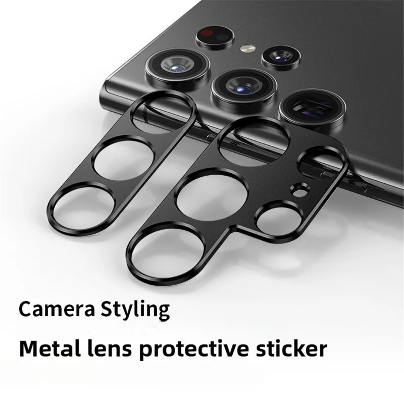 KALEBOL KLB-LPC005 For Samsung Galaxy S24 Ultra Hollow Lens Protector Aluminum Alloy Phone Camera Bezel Cover - Black