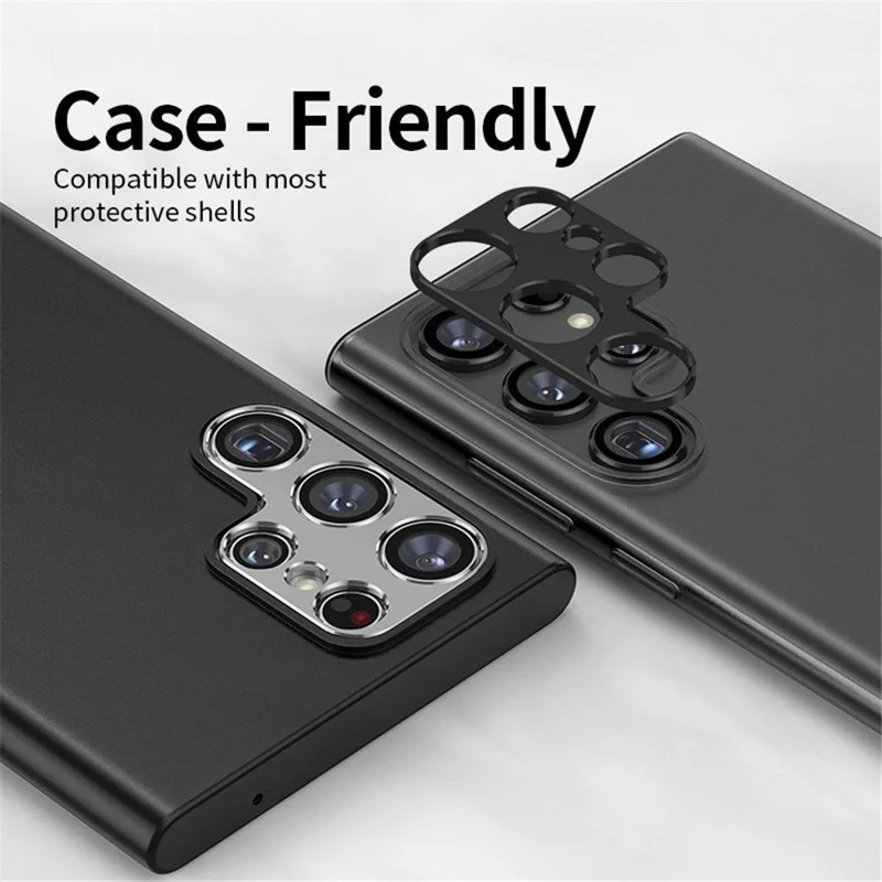 KALEBOL KLB-LPC005 For Samsung Galaxy S24 Ultra Hollow Lens Protector Aluminum Alloy Phone Camera Bezel Cover - Black