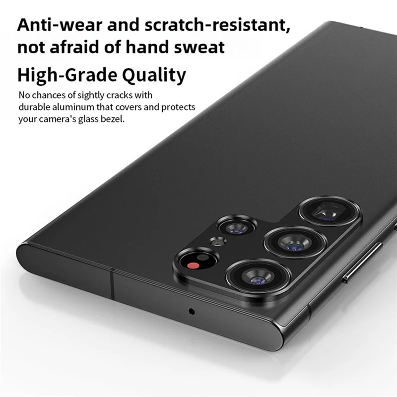 KALEBOL KLB-LPC005 For Samsung Galaxy S24 Ultra Hollow Lens Protector Aluminum Alloy Phone Camera Bezel Cover - Black