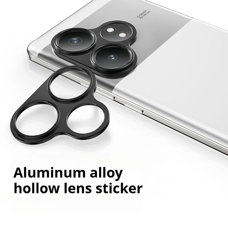 KALEBOL KLB-LPC005 For Realme GT 6T 5G / GT 6 5G Hollow Lens Protector Aluminum Alloy Phone Camera Bezel Cover