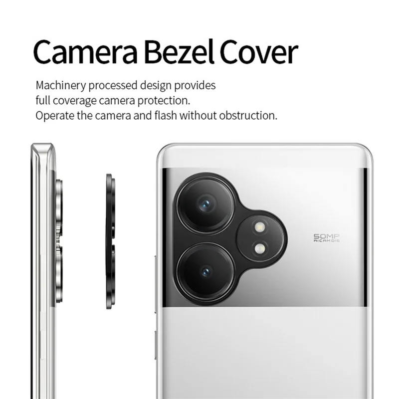 KALEBOL KLB-LPC005 For Realme GT 6T 5G / GT 6 5G Hollow Lens Protector Aluminum Alloy Phone Camera Bezel Cover
