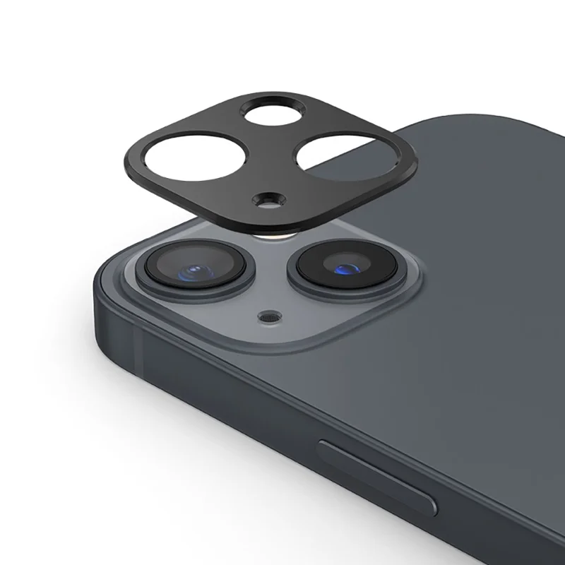 KALEBOL KLB-LPC005 For iPhone 14 / 14 Plus Hollow Lens Protector Aluminum Alloy Phone Camera Bezel Cover - Black