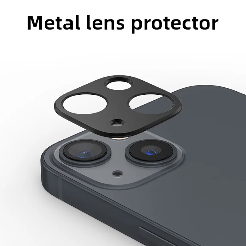 KALEBOL KLB-LPC005 For iPhone 14 / 14 Plus Hollow Lens Protector Aluminum Alloy Phone Camera Bezel Cover - Black