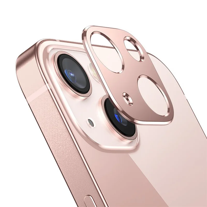 KALEBOL KLB-LPC005 For iPhone 13 / 13 mini Hollow Lens Protector Aluminum Alloy Phone Camera Bezel Cover - Pink