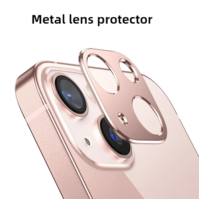 KALEBOL KLB-LPC005 For iPhone 13 / 13 mini Hollow Lens Protector Aluminum Alloy Phone Camera Bezel Cover - Pink