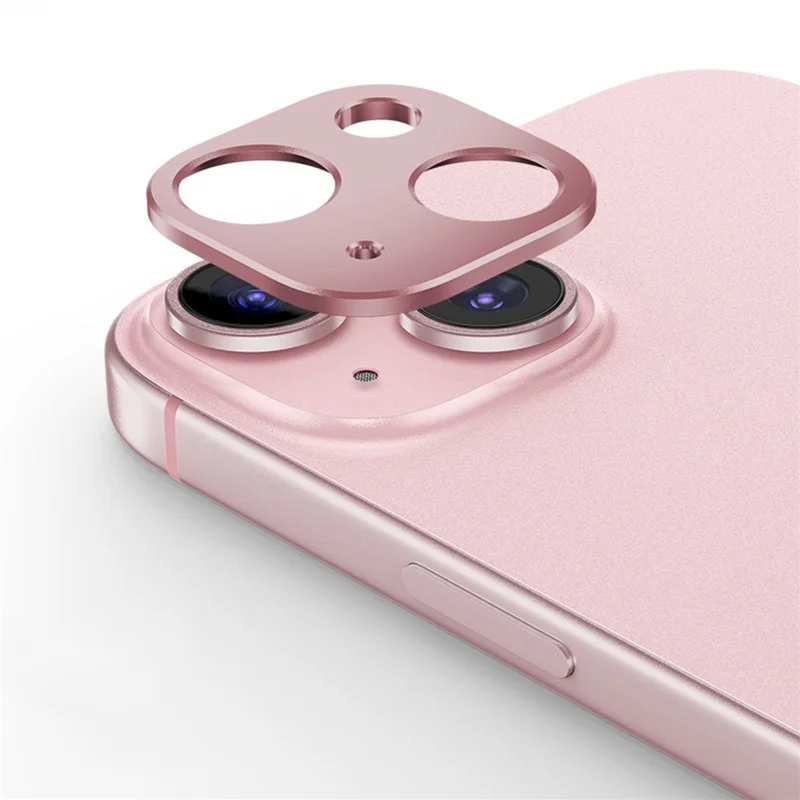 KALEBOL KLB-LPC005 For iPhone 15 / 15 Plus Hollow Lens Protector Aluminum Alloy Phone Camera Bezel Cover - Pink