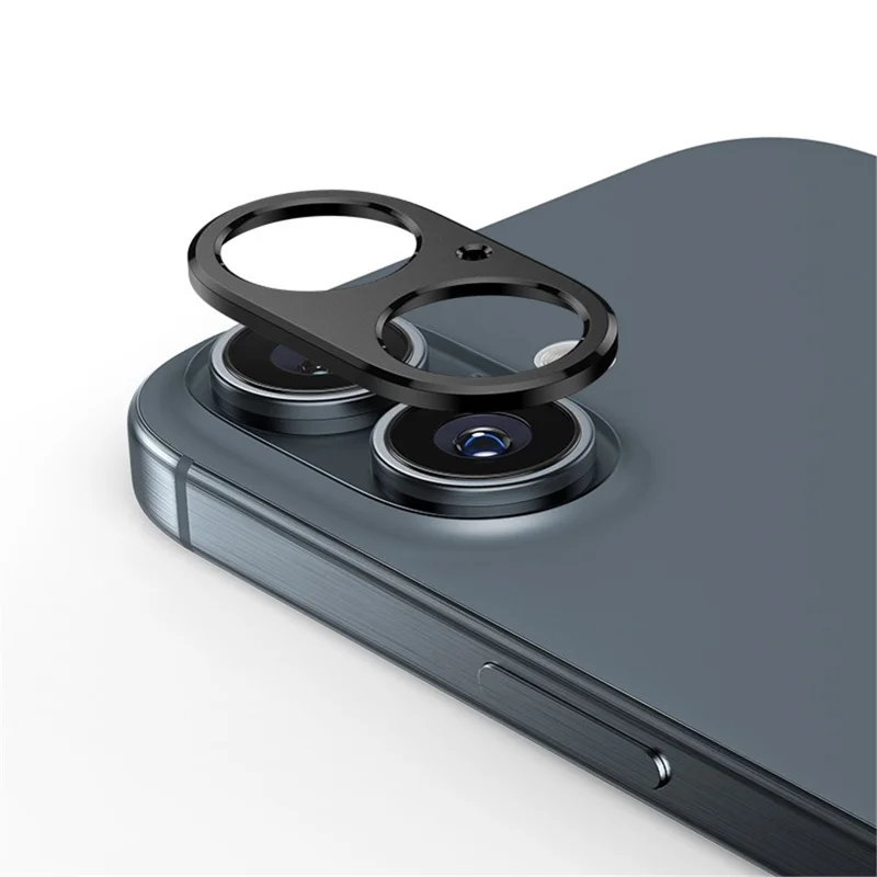 KALEBOL KLB-LPC005 For iPhone 16 / 16 Plus Hollow Lens Protector Aluminum Alloy Phone Camera Bezel Cover - Black