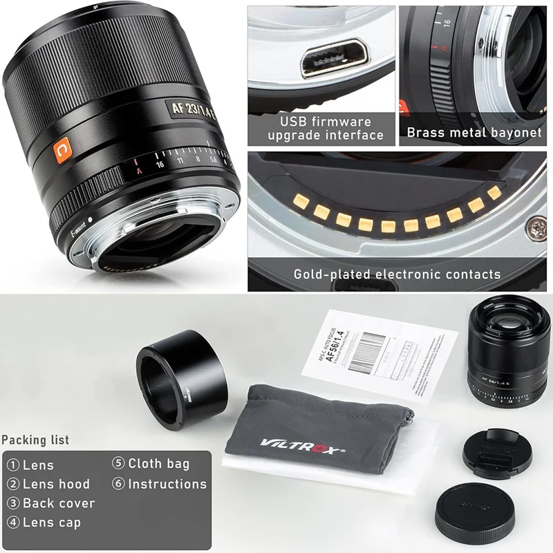 VILTROX 56mm F1.4 E STM Objektiv für Sony A6000 A6300 A6400 NEX-6 A7S A7C A7 A7RIII Autofokus APS-C Kameralinse