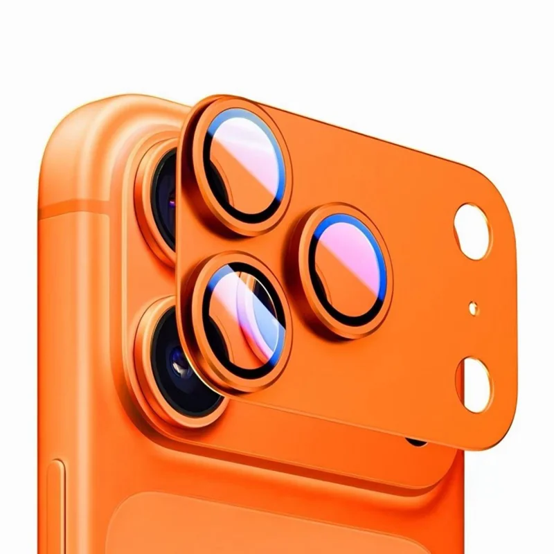 WANLONFENG JS Series For iPhone 17 Pro Camera Lens Protector Metal Integrated Lens Film with Cleaning Cloth - Orange