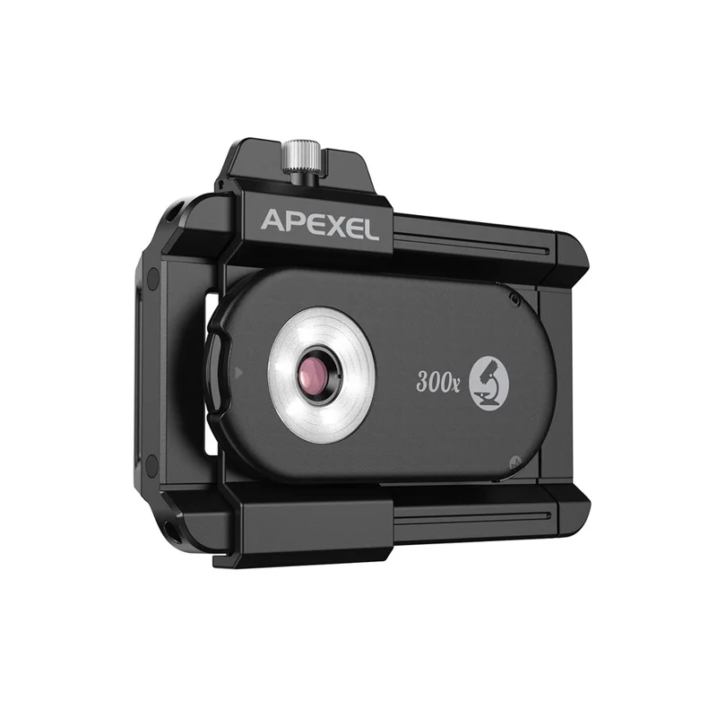 APEXEL APL-MS300 300X Lente per microscopio per telefono Accessori Clip-On Magnifier con illuminazione a LED a tre colori