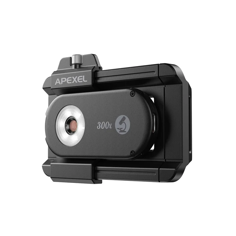 APEXEL APL-MS300 300X Lente per microscopio per telefono Accessori Clip-On Magnifier con illuminazione a LED a tre colori