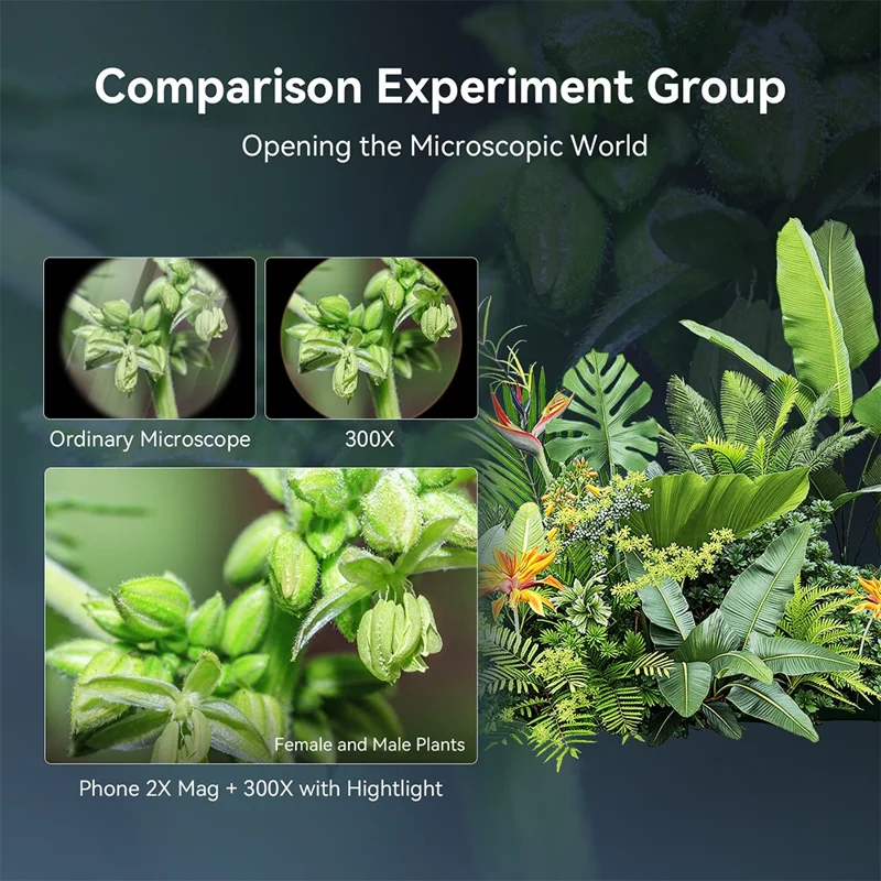 APEXEL APL-MS300 300X Lente per microscopio per telefono Accessori Clip-On Magnifier con illuminazione a LED a tre colori