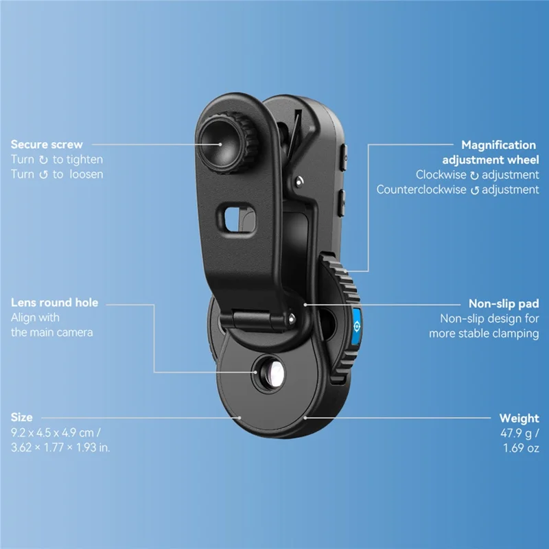 APEXEL APL-MS3L telefonmikroskop med LED-lys, 40X 80X 120X zoom lommemikroskop kamera-tilbehør