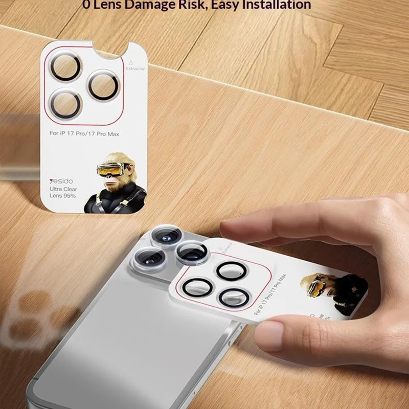 YESIDO WB61 For iPhone 17 Pro / 17 Pro Max Camera Lens Protector AF AR PC Frame CSG High-aluminum Glass Lens Film