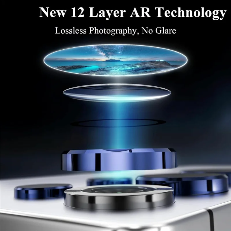 Protezione per obiettivo per iPhone 17 Pro Max, pellicola in vetro temperato ultrasottile con motivo CD a venatura, colore grigio titanio