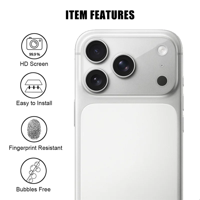 For iPhone 17 Pro Max Full Cover Camera Lens Protector High Definition Anti Fingerprint AR Tempered Glass Lens Film - Transparent