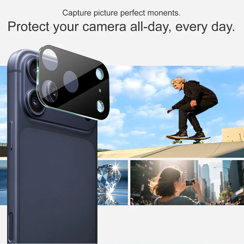 IMAK for iPhone 18 Pro Max Tempered Glass Full Cover Lens Film + Acrylic Cap - Black - 6