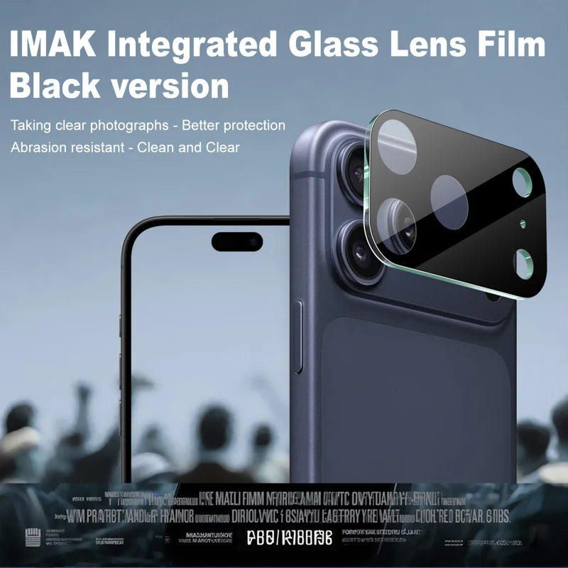 IMAK for iPhone 18 Pro Tempered Glass Full Cover Lens Film + Acrylic Cap - Black - 3
