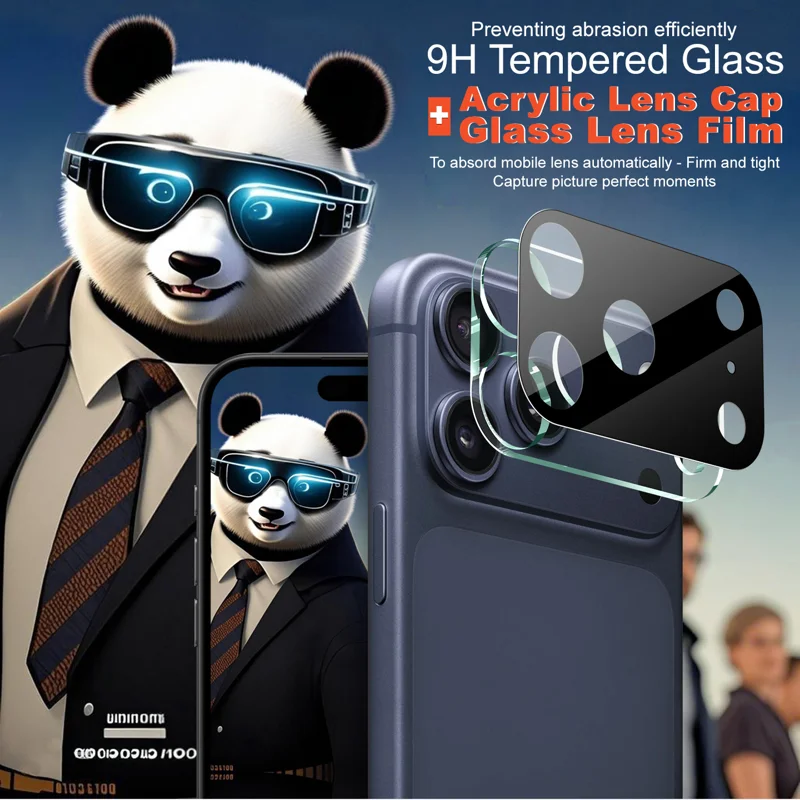 IMAK for iPhone 18 Pro Tempered Glass Full Cover Lens Film + Acrylic Cap - Black - 4