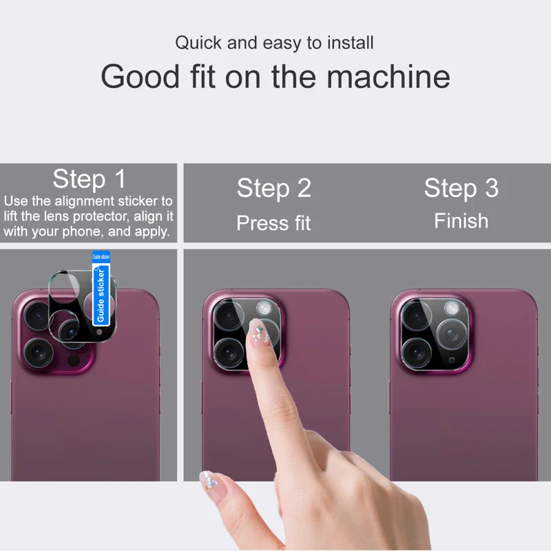 IMAK for iPhone 18 Pro Tempered Glass Full Cover Lens Film + Acrylic Cap - Black - 5