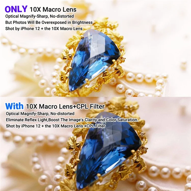 APEXEL APL-HB100CPL Macro Lens Kit for Phone, 10X Macro Lens + CPL Filter Phone Lens Attachment