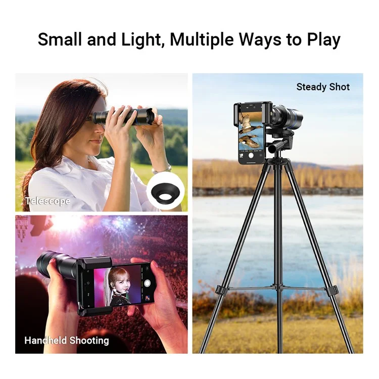 APEXEL APL-20-40XCR50 20-40X Zoom Telephoto Lens Tripod Set for Birds Watching, Concert, Multi-Layer Coated HD Phone Monocular