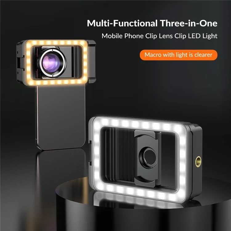 APEXEL APL-FL23 M17-37 LED-заполняющий свет для видео с портативным зажимом для селфи с портом 1/4 дюйма для телефона