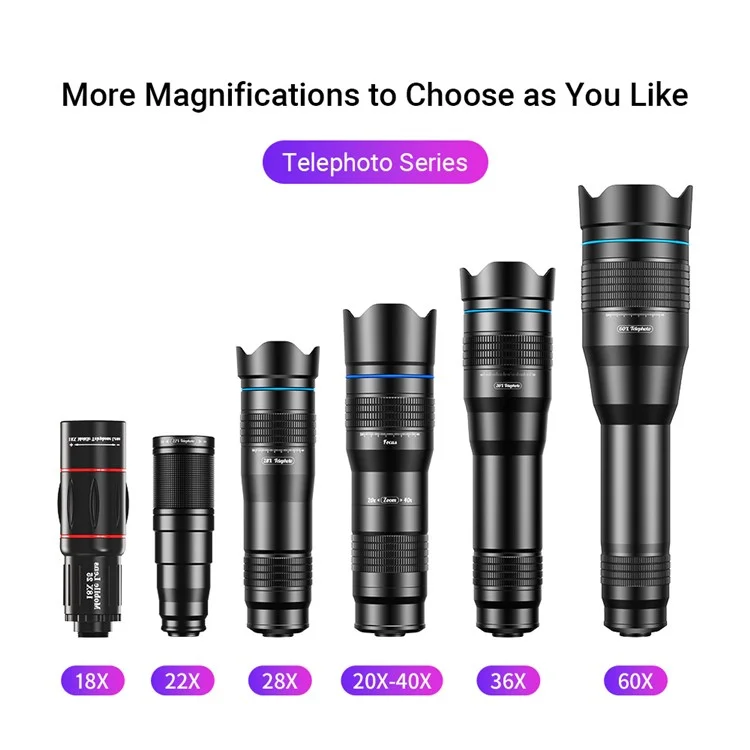 APEXEL APL-36XCR50 Aluminum Alloy 36X Telephoto Lens Phone Camera for Bird Watching Hiking