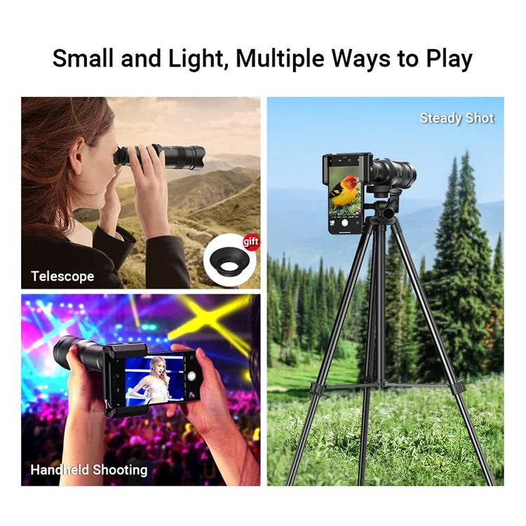 APEXEL APL-36XCR50 Aluminum Alloy 36X Telephoto Lens Phone Camera for Bird Watching Hiking