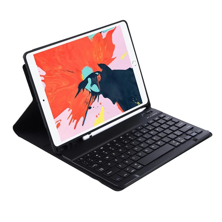 Bluetooth-compatible Keyboard Leather Stand Tablet Shell Case for iPad Pro 11-inch (2020) / (2018) - Black