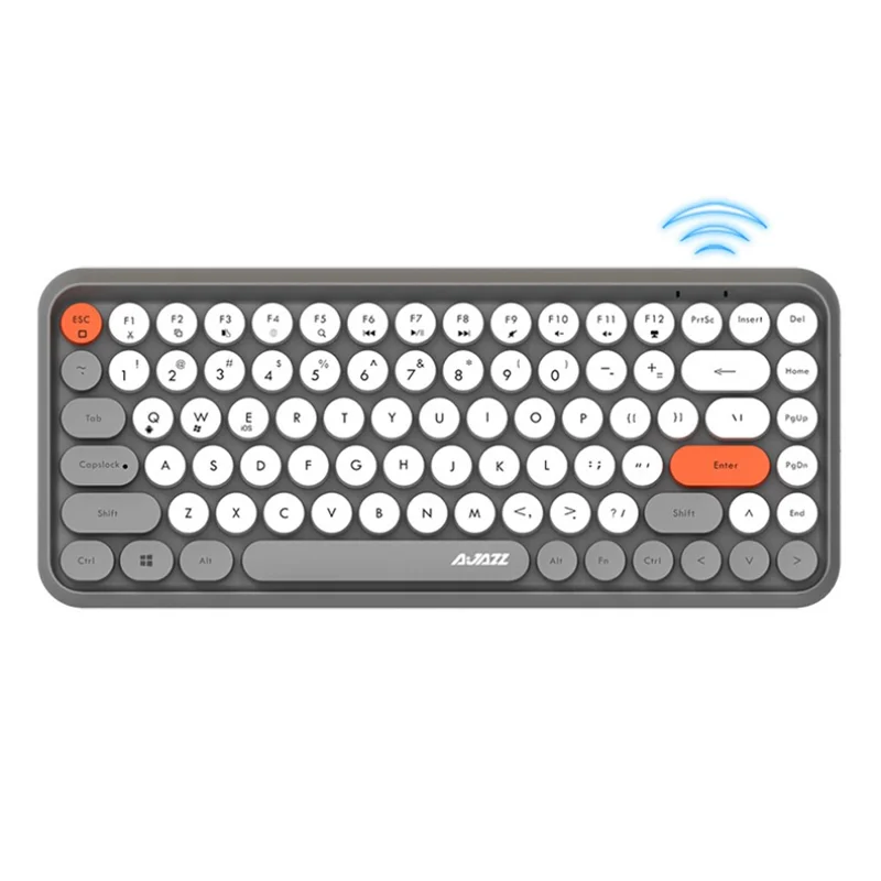 لوحة مفاتيح AJAZZ 308I اللاسلكية المتنقلة الصغيرة بلوتوث متوافقة بـ 84 مفتاحًا - رمادي
