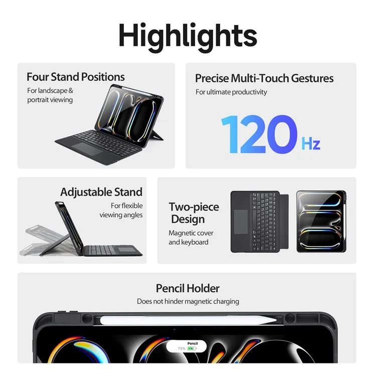DUX DUCIS Per iPad Pro 13 (2024) Stand Custodia in Pelle con Tastiera Bluetooth Staccabile