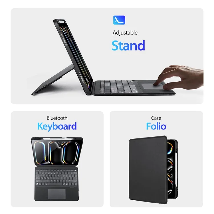 DUX DUCIS Per iPad Pro 13 (2024) Stand Custodia in Pelle con Tastiera Bluetooth Staccabile