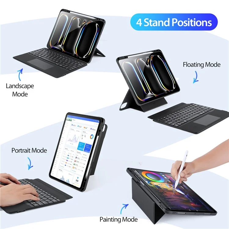 DUX DUCIS Per iPad Pro 13 (2024) Stand Custodia in Pelle con Tastiera Bluetooth Staccabile