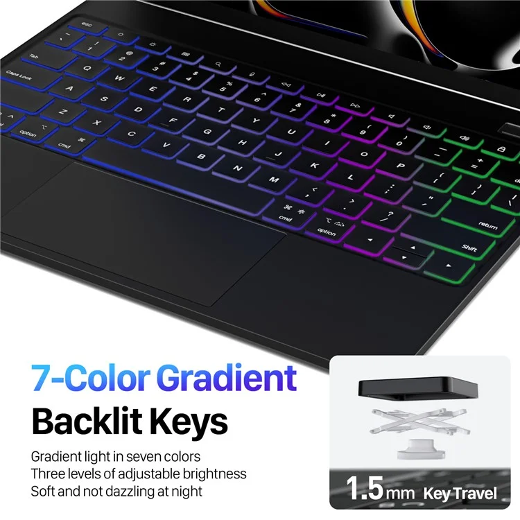 DUX DUCIS For iPad Pro 13 (2024) Case Trackpad Magnetic Bluetooth-compatible Keyboard Leather Tablet Cover - Black