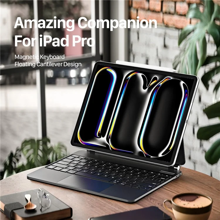 DUX DUCIS For iPad Pro 13 (2024) Case Trackpad Magnetic Bluetooth-compatible Keyboard Leather Tablet Cover - Black