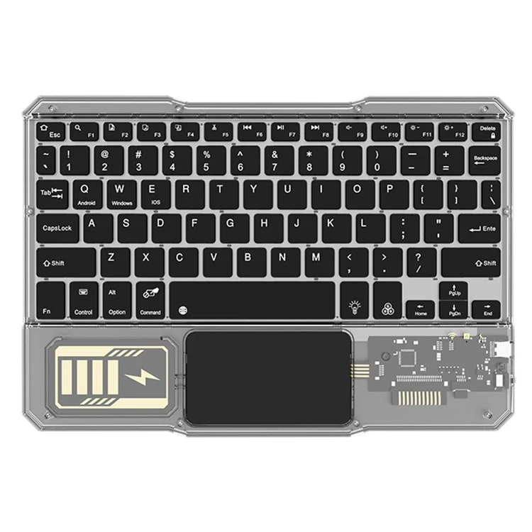 KB-333 78-Key Transparent Bluetooth-compatible Keyboard with Colorful Backlight for Android / Windows / Ios - Black