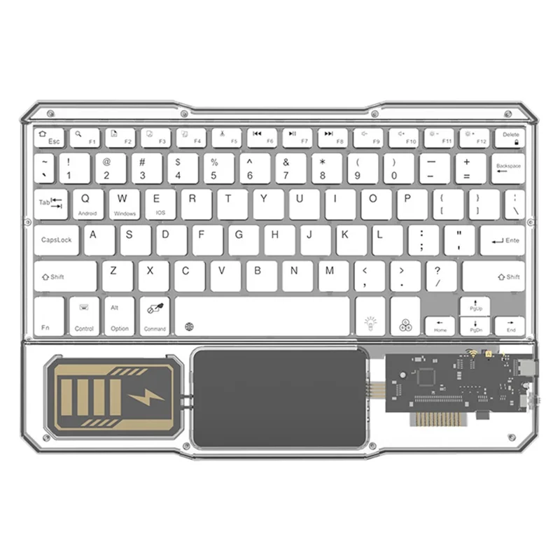 KB-333 78-Key Transparent Bluetooth-compatible Keyboard with Colorful Backlight for Android / Windows / iOS - White